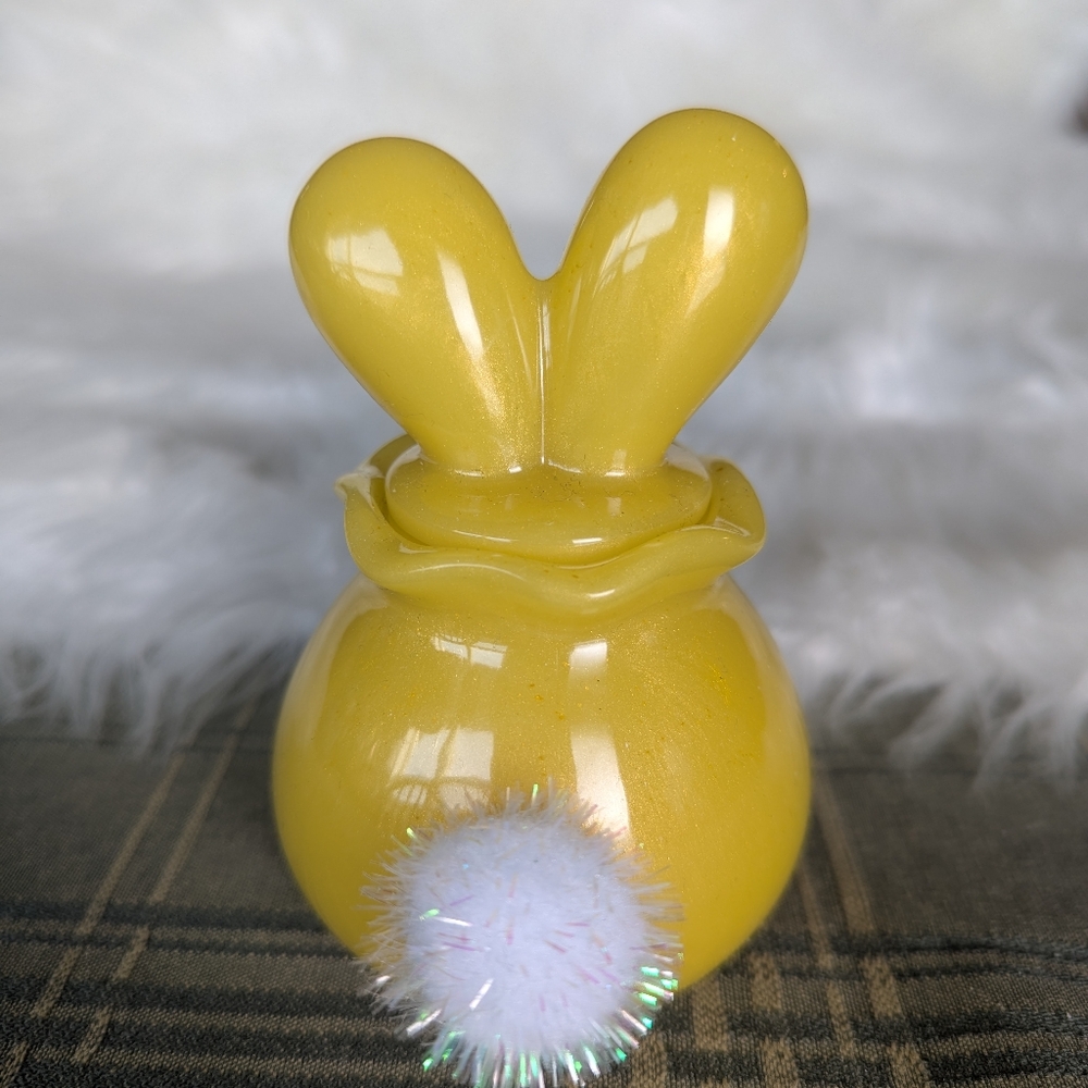 Handmade resin bunny jar